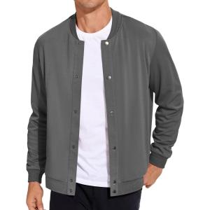 imageCOOFANDY Mens Casual Lightweight Jacket Baseball Letterman Snap Button JacketDark Grey