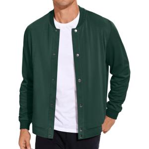 imageCOOFANDY Mens Casual Lightweight Jacket Baseball Letterman Snap Button JacketLake Green