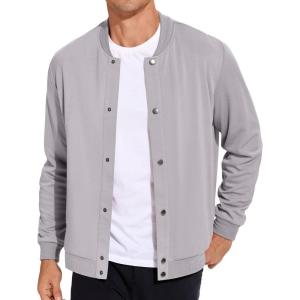 imageCOOFANDY Mens Casual Lightweight Jacket Baseball Letterman Snap Button JacketLight Green
