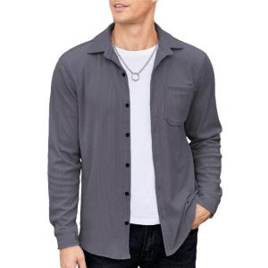 imageCOOFANDY Mens Corduroy Shirt Casual Shacket Long Sleeve Button Down Lightweight JacketPageant Blue