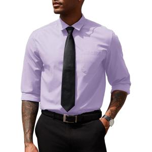 imageCOOFANDY Mens Dress Shirts Long Sleeve Button Down Formal Shirt Regular Fit Solid Business Casual ShirtsPurple