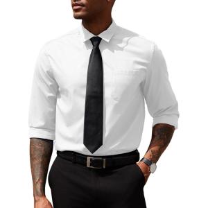 imageCOOFANDY Mens Dress Shirts Long Sleeve Button Down Formal Shirt Regular Fit Solid Business Casual ShirtsWhite