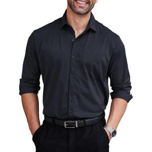 imageCOOFANDY Mens Dress Shirts Long Sleeve Wrinkle Free Shirt Textured Business Casual Button Down ShirtNavy Blue