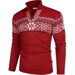 imageCOOFANDY Mens Quarter Zip Pullover Sweater Casual Zip Up Polo Sweater KnitPat6
