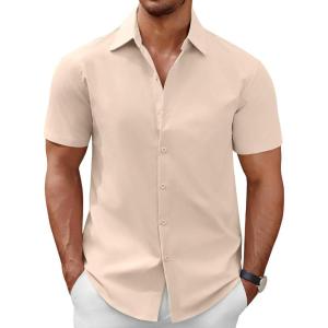 imageCOOFANDY Mens Short Sleeve Button Down Casual Shirts for Men Summer Untucked ShirtsShortbread