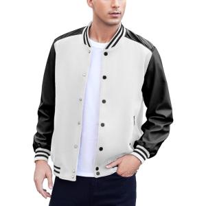 imageCOOFANDY Mens Varsity Jacket Casual Leather Sleeve Baseball Letterman Bomber Jacket CoatWhite