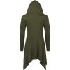 imageCOOFANDY Long Hooded Cardigan Ruffle Shawl Collar Open Front Lightweight Drape Cape Overcoat with PocketsArmy Green