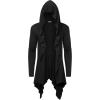 imageCOOFANDY Long Hooded Cardigan Ruffle Shawl Collar Open Front Lightweight Drape Cape Overcoat with PocketsBlack