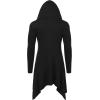 imageCOOFANDY Long Hooded Cardigan Ruffle Shawl Collar Open Front Lightweight Drape Cape Overcoat with PocketsBlack