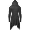 imageCOOFANDY Long Hooded Cardigan Ruffle Shawl Collar Open Front Lightweight Drape Cape Overcoat with PocketsDark Grey
