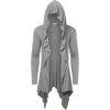 imageCOOFANDY Long Hooded Cardigan Ruffle Shawl Collar Open Front Lightweight Drape Cape Overcoat with PocketsLight Grey