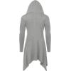 imageCOOFANDY Long Hooded Cardigan Ruffle Shawl Collar Open Front Lightweight Drape Cape Overcoat with PocketsLight Grey