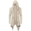 imageCOOFANDY Long Hooded Cardigan Ruffle Shawl Collar Open Front Lightweight Drape Cape Overcoat with PocketsLight Khaki