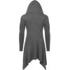 imageCOOFANDY Long Hooded Cardigan Ruffle Shawl Collar Open Front Lightweight Drape Cape Overcoat with PocketsMiddle Grey