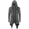 imageCOOFANDY Long Hooded Cardigan Ruffle Shawl Collar Open Front Lightweight Drape Cape Overcoat with PocketsMiddle Grey