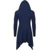 imageCOOFANDY Long Hooded Cardigan Ruffle Shawl Collar Open Front Lightweight Drape Cape Overcoat with PocketsNavy