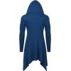 imageCOOFANDY Long Hooded Cardigan Ruffle Shawl Collar Open Front Lightweight Drape Cape Overcoat with PocketsNavy Blue
