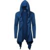 imageCOOFANDY Long Hooded Cardigan Ruffle Shawl Collar Open Front Lightweight Drape Cape Overcoat with PocketsNavy Blue