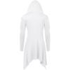 imageCOOFANDY Long Hooded Cardigan Ruffle Shawl Collar Open Front Lightweight Drape Cape Overcoat with PocketsWhite