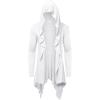 imageCOOFANDY Long Hooded Cardigan Ruffle Shawl Collar Open Front Lightweight Drape Cape Overcoat with PocketsWhite