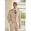 imageCOOFANDY Mens 3 Piece Linen Suits Casual Lightweight Blazer Jackets Vest Pants Set for Wedding Business PromKhaki