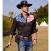 imageCOOFANDY Mens Casual American Flag Button Down Shirts Slim Fit Long Sleeve ShirtBlack