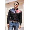 imageCOOFANDY Mens Casual American Flag Button Down Shirts Slim Fit Long Sleeve ShirtBlack
