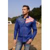 imageCOOFANDY Mens Casual American Flag Button Down Shirts Slim Fit Long Sleeve ShirtBlue