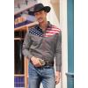 imageCOOFANDY Mens Casual American Flag Button Down Shirts Slim Fit Long Sleeve ShirtGrey
