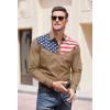 imageCOOFANDY Mens Casual American Flag Button Down Shirts Slim Fit Long Sleeve ShirtLight Tan
