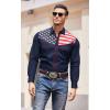 imageCOOFANDY Mens Casual American Flag Button Down Shirts Slim Fit Long Sleeve ShirtNavy Blue
