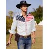 imageCOOFANDY Mens Casual American Flag Button Down Shirts Slim Fit Long Sleeve ShirtWhite