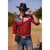 imageCOOFANDY Mens Casual American Flag Button Down Shirts Slim Fit Long Sleeve ShirtWhite Flag Red