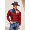 imageCOOFANDY Mens Casual American Flag Button Down Shirts Slim Fit Long Sleeve ShirtWhite Flag Red