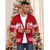 imageCOOFANDY Mens Christmas Cardigans Ugly Xmas Sweaters Reindeer Snowflake Shawl Collar Knitted Cardigan SweaterA  Red  a