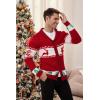 imageCOOFANDY Mens Christmas Cardigans Ugly Xmas Sweaters Reindeer Snowflake Shawl Collar Knitted Cardigan SweaterChristmas Red