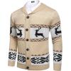 imageCOOFANDY Mens Christmas Cardigans Ugly Xmas Sweaters Reindeer Snowflake Shawl Collar Knitted Cardigan SweaterLight Apricot