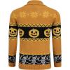 imageCOOFANDY Mens Christmas Cardigans Ugly Xmas Sweaters Reindeer Snowflake Shawl Collar Knitted Cardigan SweaterPumpkin