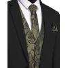 imageCOOFANDY Mens Christmas Vest Tie Set 3PC Paisley Jacquard Waistcoat and Necktie Pocket Square for Holiday Party WeddingA Gold