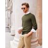 imageCOOFANDY Mens Crew Neck Sweater Slim Fit Lightweight Sweatshirts Knitted Pullover for Casual Or Dressy WearArmy Green