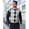 imageCOOFANDY Mens Crew Neck Sweater Slim Fit Lightweight Sweatshirts Knitted Pullover for Casual Or Dressy WearBlack Argyle