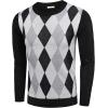 imageCOOFANDY Mens Crew Neck Sweater Slim Fit Lightweight Sweatshirts Knitted Pullover for Casual Or Dressy WearBlack Argyle