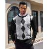 imageCOOFANDY Mens Crew Neck Sweater Slim Fit Lightweight Sweatshirts Knitted Pullover for Casual Or Dressy WearBlack Argyle