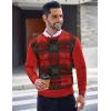 imageCOOFANDY Mens Crew Neck Sweater Slim Fit Lightweight Sweatshirts Knitted Pullover for Casual Or Dressy WearChristmas RedGreen