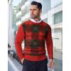 imageCOOFANDY Mens Crew Neck Sweater Slim Fit Lightweight Sweatshirts Knitted Pullover for Casual Or Dressy WearChristmas RedGreen