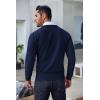 imageCOOFANDY Mens Crew Neck Sweater Slim Fit Lightweight Sweatshirts Knitted Pullover for Casual Or Dressy WearDark Blue