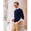 imageCOOFANDY Mens Crew Neck Sweater Slim Fit Lightweight Sweatshirts Knitted Pullover for Casual Or Dressy WearDark Blue