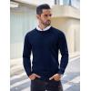 imageCOOFANDY Mens Crew Neck Sweater Slim Fit Lightweight Sweatshirts Knitted Pullover for Casual Or Dressy WearDark Blue