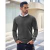 imageCOOFANDY Mens Crew Neck Sweater Slim Fit Lightweight Sweatshirts Knitted Pullover for Casual Or Dressy WearDark Grey