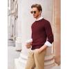 imageCOOFANDY Mens Crew Neck Sweater Slim Fit Lightweight Sweatshirts Knitted Pullover for Casual Or Dressy WearDark RedBlack Twotone Colors